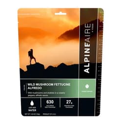 AlpineAire Foods Wild Mushroom Fettuccine Alfredo, Freeze-Dried/Dehydrated, Entrée Meal Pouch, Just add Water, Black