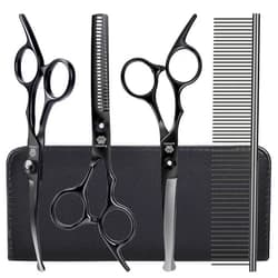 GLADOG Dog Grooming Scissors Kit with Safety Round Tips, GLADOG Professional 5 in 1 Grooming Scissors for Dogs