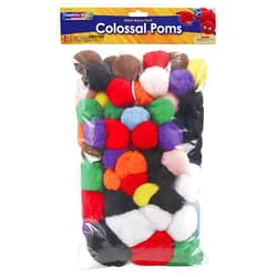 Pacon Creativity Street Colossal Non-Toxic Pom Pon, Assorted Size, Assorted Bright Color, 1 lb