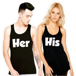 CRAZYDAISYWORLD Custom Unisex Matching Couples Name & Number for Him Her - Multi Colors Couple Tanktop