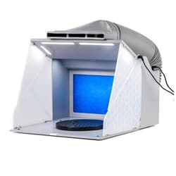 Master Airbrush Portable Hobby Airbrush Paint Spray Booth Kit with 4 LED Lights, Turntable - Powerful Dual Exhaust Fans with Filter & Extension Hose - Painting Projects, Models, Arts, Crafts, Cakes