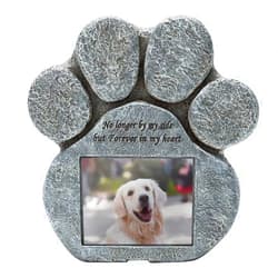 EXPAWLORER Pet Memorial Gifts - Pawprint Dog Memorial Gifts for Loss of Dog with Personalized Picture Frame, Pet Headstone Grave Markers with Sympathy Poem Remembrance Tombstone in Lawn Backyard