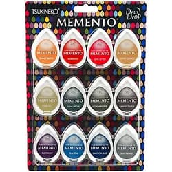 Tsukineko MD012300 Memento Dew Drops Fade Resistant 12-Piece Dye Inkpads Assortment, Snow Cones