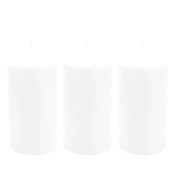 Stonebriar 3 Pack Tall 3 x 6 Inch 65 Hour Long Burning Unscented White Wax Pillar Candles