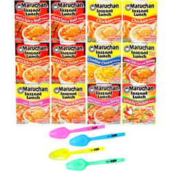 By The Cup Maruchan Ramen Instant Lunch 9 Flavor Variety, 2.25 oz (Pack of 12) with Limited Edition By The Cup Spoons