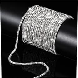 Shappy 9 Yards Rhinestone Glitter Shoelaces Rhinestone Shoe Laces Glitter Cord Crystal Shiny Round Cords Bling Hoodie Drawstring for DIY Sweatpants Sneakers Hoodies Dress Decorations(White,9 Yards)
