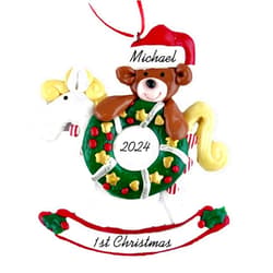 Calliope Designs Baby's First Christmas Rocking Horse Personalized Ornament - 1st Christmas Keepsake with Name & Year for Boy or Girl - Grandparent's Gift