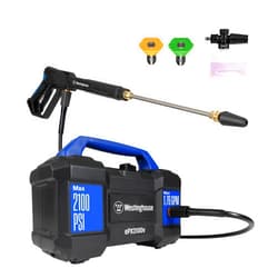 Westinghouse ePX3100v Electric Pressure Washer, 2100 Max PSI 1.76 Max GPM, Built-in Carry Handle, Detachable Foam Cannon, Pro-Style Steel Wand, 4-Nozzle Set, for Cars/Fences/Driveways/Home/Patios