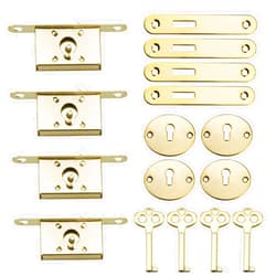 LC LICTOP Decorative Cabinet Lock Cylinder Antique Lock Jewelry Case Lock Replacement for Drawer Cupboard Furniture Wood Boxes - Elegant Gold - 4Sets