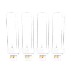 KOR (Pack of 4) 13 Watt Double Tube - G24Q-1 (4 PIN) Base - 4100K Cool White - CFL Light Bulb. Replaces Sylvania 20667 CF13DD/E/841 - Philips 38328-1 PL-C 13W/841/4P/ALTO and GE 97597 F13DBX/841/ECO4P