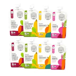 Serenity Kids 6+ Months Certified Organic Baby Food Pouches Veggie Puree - No Sugary Fruits/Added Sugar - Allergen Free - 3.5 Ounce BPA-Free Bag - Variety Pack - Baby Food Veggies Puree - 8 Count