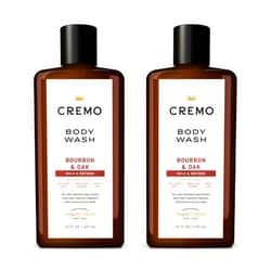 Cremo Rich-Lathering Bourbon & Oak Body Wash, A Sophisticated Blend of Distillers Spice,16 Fl Oz (2-Pack), Packaging may vary