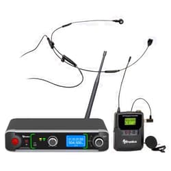 AVTronics 200 Channel Mic with Both Lapel and Collar Worn Mic - Black | Professional Wireless Microphone System with 200 Channels, Nearly Invisible Collar Mic, and Up to 200 Feet Range