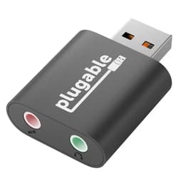Plugable USB Audio Adapter with 3.5mm Speaker-Headphone and Microphone Jack, Add an External Stereo Sound Card to Any PC, Compatible with Windows, Mac, and Linux - Driverless