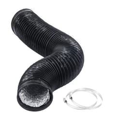 CABAX 4 Inch 5 Feet Air Ducting, Flexible Black Aluminum Vent Hose for HVAC Ventilation with 2 Clamps