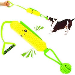 ETIAL Interactive Dog Tug Toy,Indestructible Dog Toys for Aggressive Chewers,Tough Squeaky Dog Rope Toys for Training,Tug of War Dog Toy Balls for Medium & Large Dogs (Corn)