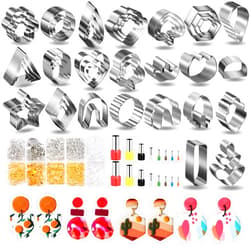 Cruzix Polymer Clay Cutters for Earrings Making, 705 PCS Set with 49 Shapes Stainless Steel Cutter Tools, 640 Jewelry Accessories, 16 Circle Shape Earring