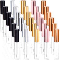 Blulu 30 Piece Lip Gloss Tube 10 ml Empty Refillable Lip Balm Bottle Clear Plastic Gloss Container Reusable Lipstick Bottle with Rubber Insert for Lipstick(10 ml,Assorted Colors)