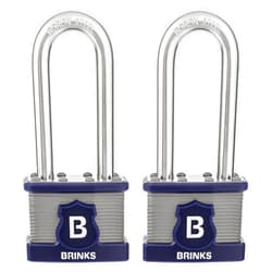 Brinks 1-3/4in (44mm) Laminated Steel Padlock with a Boron Shackle, 2 Pack