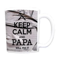 ThisWear Keep Calm and Papa Will Fix It Gift Grandpa Papa 11oz Ceramic Coffee Mug with Handle Simulated Duct Tape