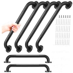 Yaocom 6 Pack Matte Black Shower Grab Bar 16 Inch 304 Stainless Steel Bathroom Grab Bar Shower Handle Handicap Grab Bars Hand Rails for Bathroom Toilet Elderly Seniors Bathtub Safety Accessories