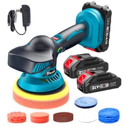Uaoaii Cordless Buffer Polisher Kit w/ 2 X 2.0Ah Batteries, Uaoaii 6 Inch Orbital Polisher for Car Detailing, 6 Variable Speed, Car Buffer Waxer Kit for Car Boat Detailing, Polishing, Scratch Removing
