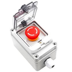 TWTADE / 22mm 2 NC Red Mushroom Latching Emergency Stop Push Button Switch 10A 600V + Outdoor IP67 Waterproof e-Stop Push Button Switch 22mm