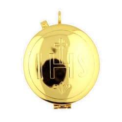 Casula Communion Pyx | 2 Sizes and 20+ Styles | Elegant Communion Pyx for Sacred Host | Made in Italy (IHS - Goldtone 2, Large - 2.5