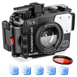 Sea frogs Waterproof Camera Housing Compatible with Olympus TG-6 IPX8 60m/196ft Maximum Diving Depth Underwater Camera Case for Diving, Surfing, Rowing, Skiing Black
