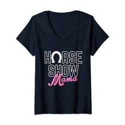 USA Bulle Pferd Western Hobby Beruf Reiten Stier Womens Horse Show Mama Mother's Day V-Neck T-Shirt