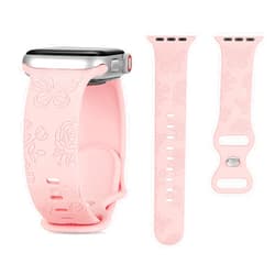 STARAMZ Flower Butterfly Engraved Sport Strap Compatible with Watch Bands 38mm 40mm 41mm, Women Floral Laser Butterfly Soft Silicone Wristband Replacement iWatch Series 7 6 5 4 3 2 1 SE