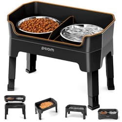 KPWACD 3-in-1 Elevated Dog Bowls Mess Proof Raised Slow Feeder Dog Bowls, 4 Height Adjustable Stand Licking Plate with 2 56oz Stainless Steel Doggy Food Dish for Small Medium Large Pets