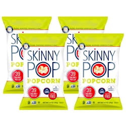 SkinnyPop Original Popcorn, 4.4oz Grocery Size Bags, Skinny Pop, Healthy Popcorn Snacks, Gluten Free (Pack of 4)