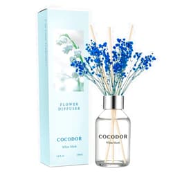 Cocod'or COCODOR Flower Reed Diffuser Set / 3.4oz / White Musk/Scent Diffuser with Sticks Home Fragrance Reed Diffuser for Bathroom Shelf Decor