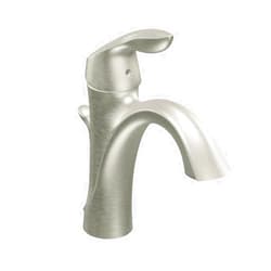 Moen Eva Brushed Nickel One-Handle Single Hole Bathroom Sink Faucet with Optional Deckplate and Available Vessel Sink Extension Kit, 6400BN