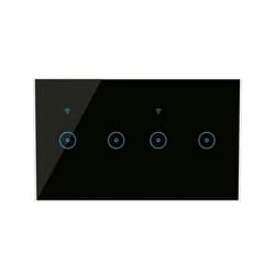 BoShiNuo WiFi Ewelink Smart Light Touch Switch EU 4/5/6 Gang WiFi Wall Switch Voice Control Compatible with Alexa Gogle Home-Black 4 Gang