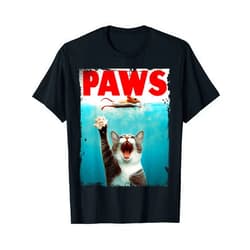 Paw-some Kitty Cats USA Gift Idea PAWS Parody Cat Mouse Humorous Cat Chasing Mouse Kitten T-Shirt