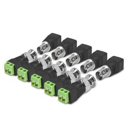kwmobile 10 Pieces BNC Connector Adapter Set - 5X Male 5X Female with Solderless Screw Terminal Coax Cat5 Cat6 to Video Balun Surveillance Camera