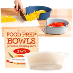 IMPRESA [3 Pack] Food Prep Bowls for Under Chopping Board - Plastic Meal Prep Container Set with Handles to Organize Countertop - Kitchen Storage Container -Food Storage & Meal Planning Accessories