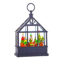 Raz Imports Potted Flowers Lighted Water Greenhouse Lantern 9.5 Inch Multicolor