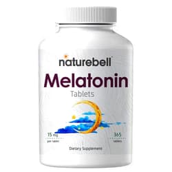NatureBell Melatonin 15 mg 365 Tablets, for Restful Sleep, Anxiety and Insomnia Relief, No GMOs