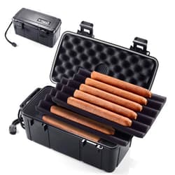 Eligara Travel Cigar Humidor Case with Humidifier Disc - Waterproof, Airtight, Durable and Crushproof - Holds up to 10 Cigars, Portable Cigar Box Gift for Men (L - 9.37 x 5 x 3.78 inch)