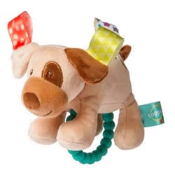 Mary Meyer Taggies Soft Baby Rattle with Teether Ring, 6-Inches, Buddy Dog