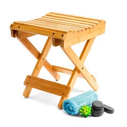 Sorbus Bamboo Folding Step Stool Bench - for Shaving, Shower Foot Rest, Bath Chair - Great for Bathroom, Spa, Sauna, Wooden Seat, Fully Assembled - 11.75