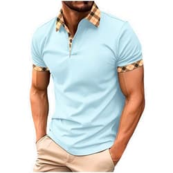 Muscularfit Polo T Shirts for Men Big and Tall Short Sleeve 1/4 Zipper Henley Shirt Casual Loose Print Graphic Tee Shirt 2024