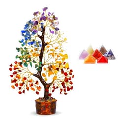 PYOR Crystal Tree for Positive Energy - 7 Chakra Pyramid - Healing Crystals and Stones - Feng Shui - Home Decor - Spiritual Gifts