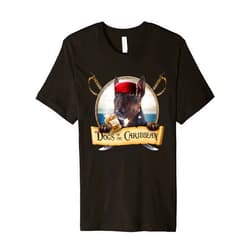 Funny Pirate Dog costume for Halloween & Christmas Dogs of the Caribbean - Cute Tromed Bull Terrier Premium T-Shirt