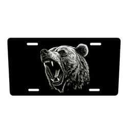Muishi Black Bear Mouth Decorative Car Front License Plate, Vanity Tag, Metal Car Plate, Aluminum Novelty License Plate for Men/Women/Boy/Girls Car 6 X 12 Inch (4 Holes)