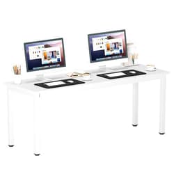 DlandHome 71 inches X-Large Computer Desk, Composite Wood Board, Decent and Steady Home Office Desk/Workstation/Table,White,23.6Wide