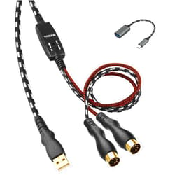NUOSIYA MIDI Cable, MIDI to USB Interface Cable 4.5FT,MIDI Interface in-Out to USB Cord Adapter with Indicator for Piano Keyboard to PC Mac Laptop,Arranger Keyboard Tool